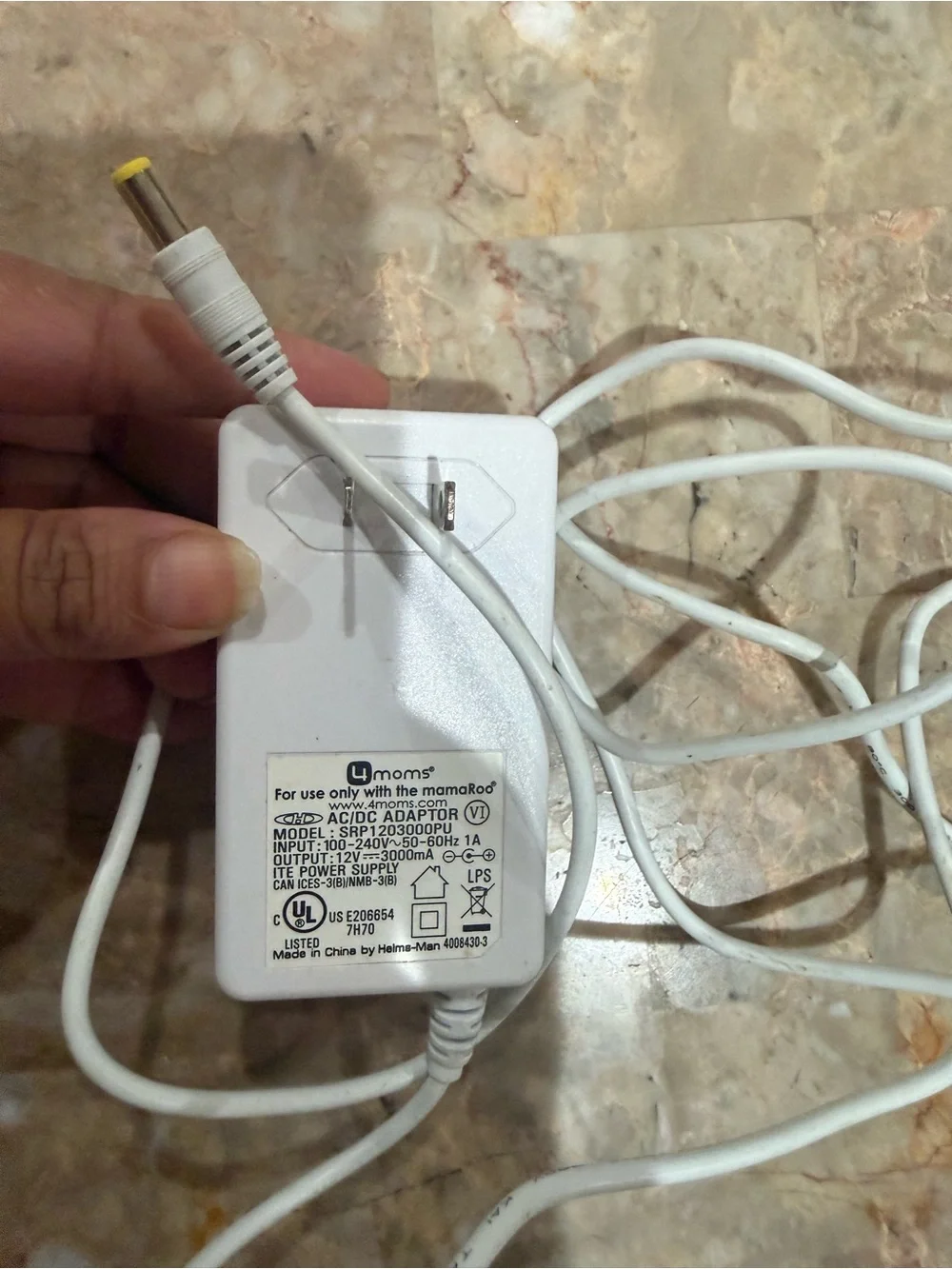 4 moms manors swing Power Adapter with Attached DC Cable - White